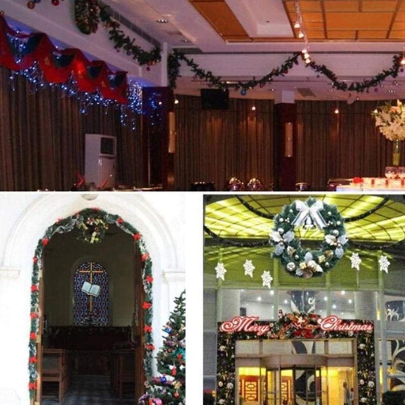 5.5m Świąteczna girlanda Zielony rattanowy wieniec Świąteczne dekoracje Xmas Tree Rattan Banner wisząca ozdoba