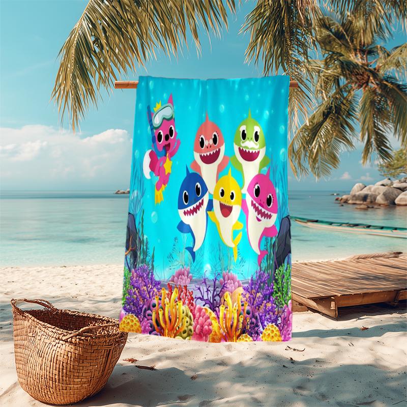1Pc Baby Shark Family Adventure Beach Towel Microfiber Beach Towel Thin Absorbent For Beach Swimming Yoga Bath Sports 0917306