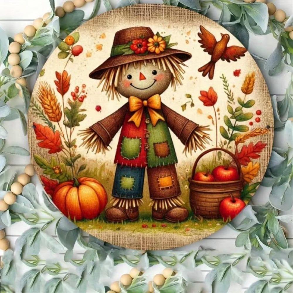 2D Metal Wall Art Autumn Harvest Rice Ears and Cat Home Decor