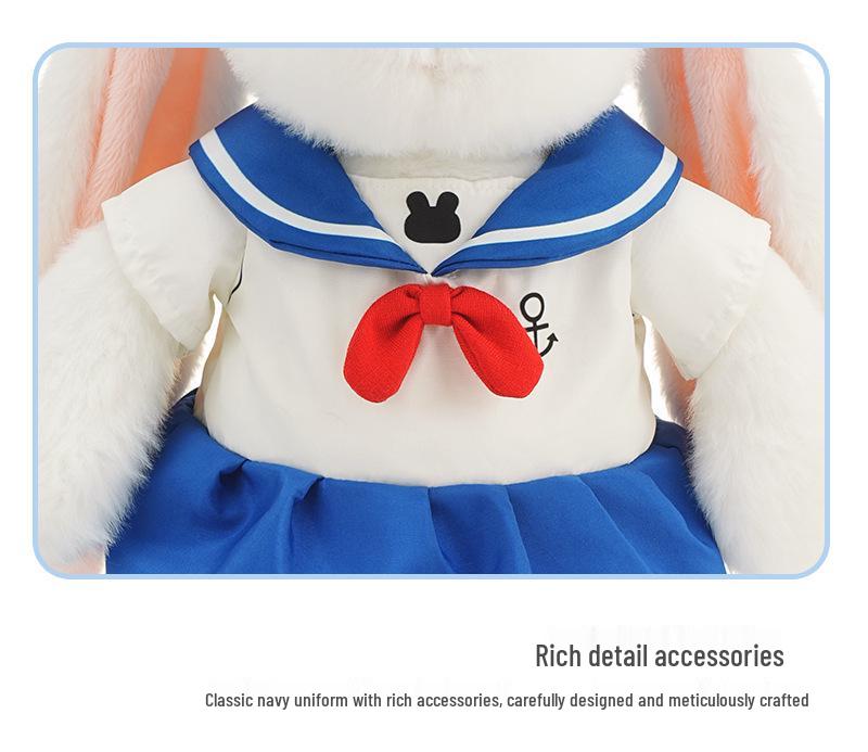 Navy Baby Rabbit Plush Toy with Long Ears - Cute Cartoon Comfort Doll for Kids