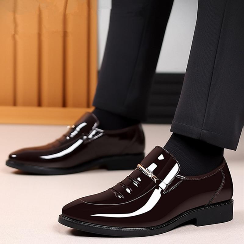 FashionLeather Gentleman Stress Shoes Men slip on Business Driving Shoes Handmade Loafers chaussure Party Flats Dress Shoes big size 49