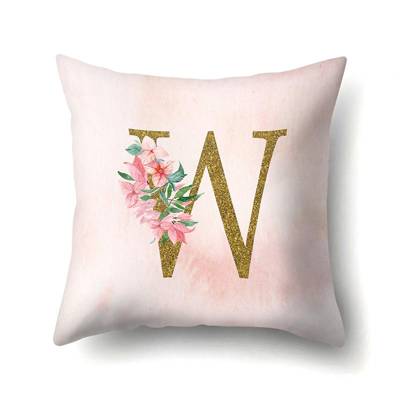 Polyester Pillowcase Home Fantasy Watercolor Print Pillowcase 26 English Letter Cushion Cover