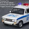 1/24 Lada 2106 Police Alloy Car Model Metal Diecast Toys with Pull Back Sound and Light Simulation Vehicles for Children Gifts