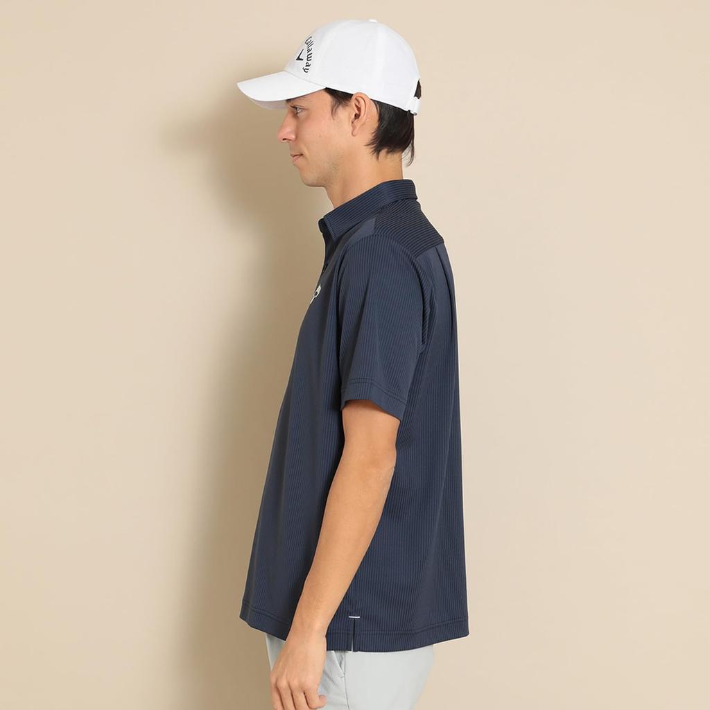Callaway Short Sleeve Polo Shirt Moisture Quick UV Golf C24134110 Men's (Stripe Pattern, Wicking, Drying, Protection) / / 1120_Navy