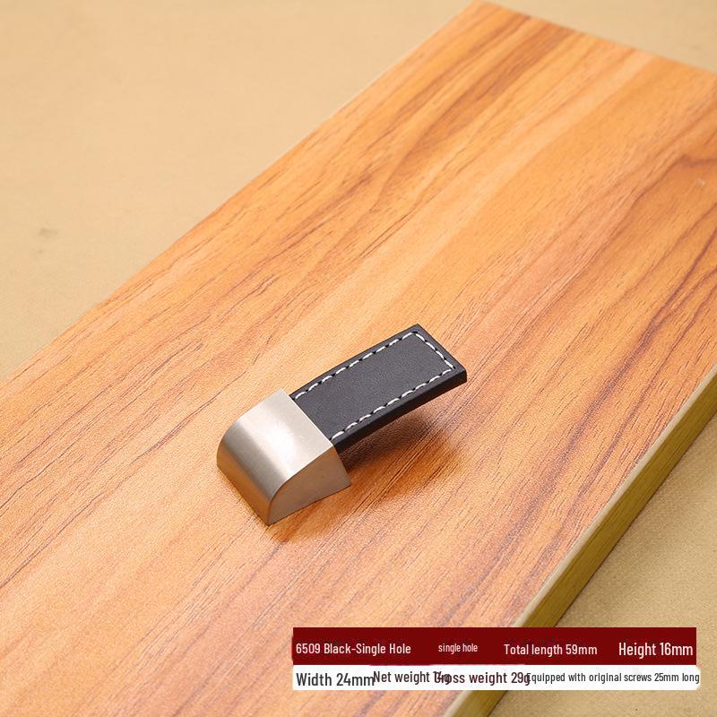 

Квадратная ручка из черной коричневой кожи для мебели и шкафов