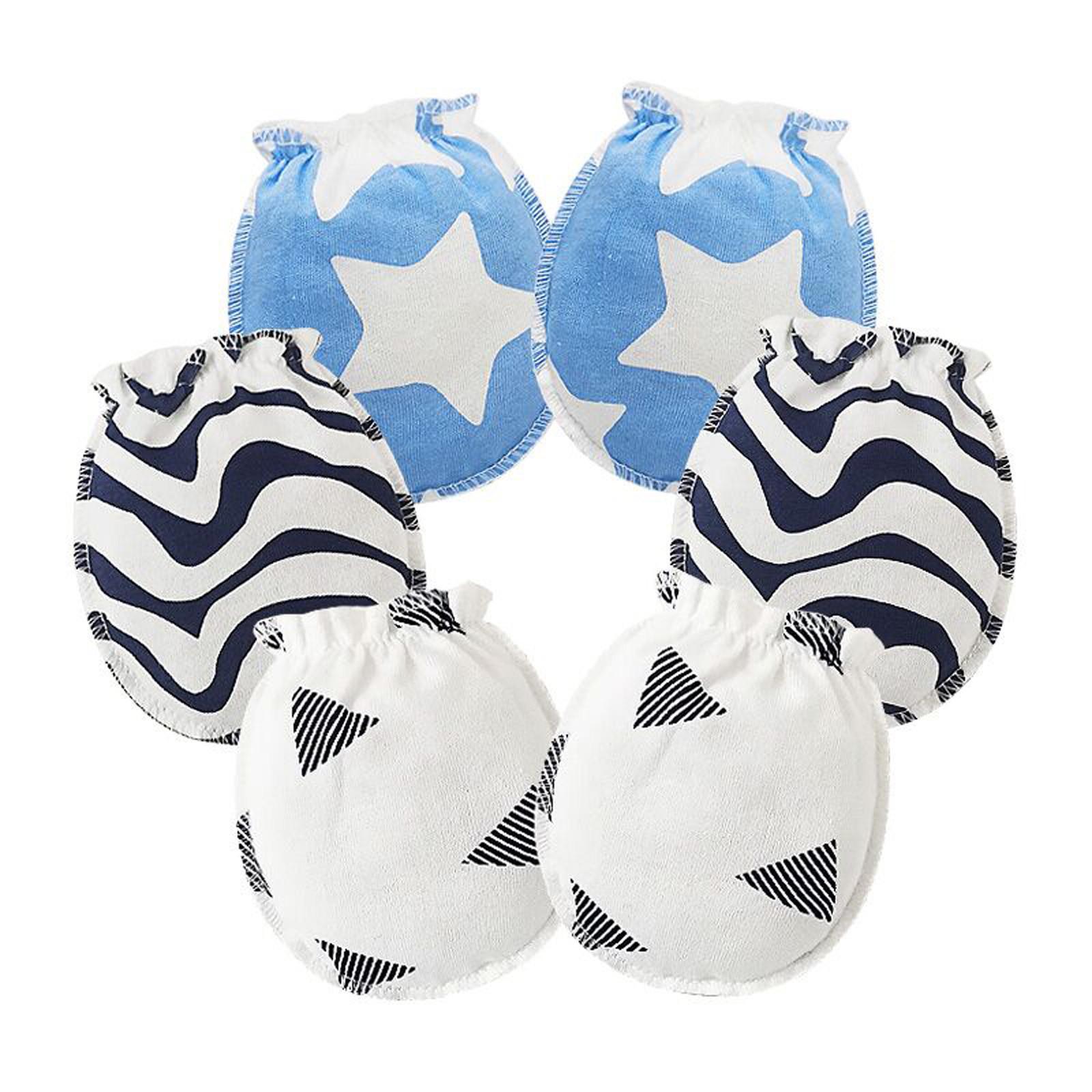 

Infant Toddler Baby Boys Girls Mittens No-Scratch Mitts Cotton Set Of 3 Pairs Mittens One Size синій