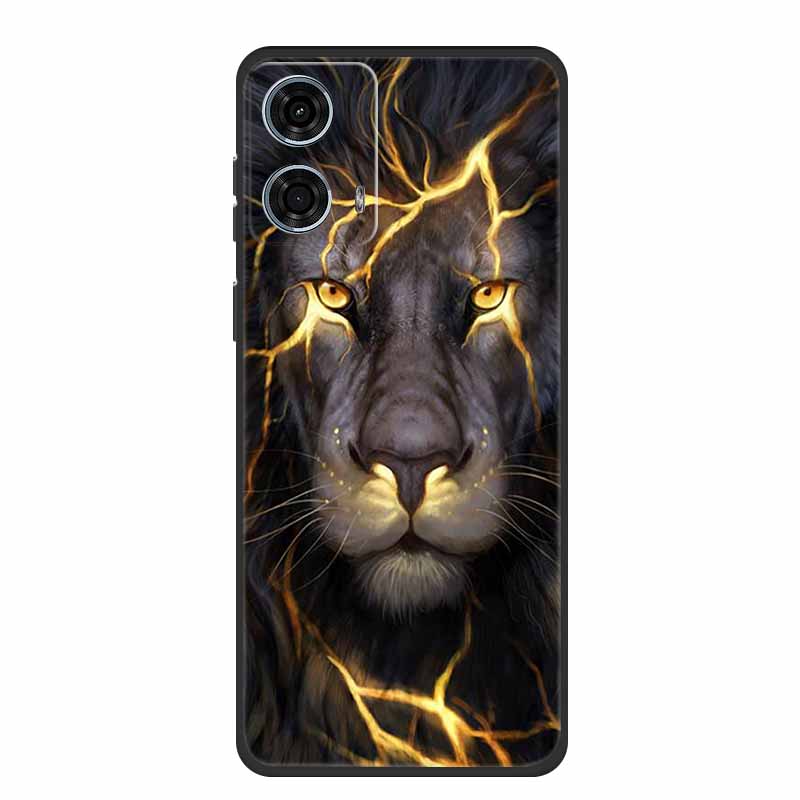 Pentru Motorola Moto G24 Power Carcasă Silicon Lup Leu TPU Moale Carcasă Telefon Pentru Moto G24 Power Capac Spate Desene Animate Carcasă Rezistentă la Șocuri