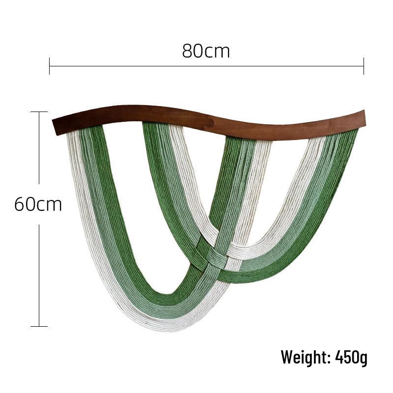 Nordic Curved Wood Tassel Tapestry: Cotton Rope Wall Hanging for Hallway, Living Room, or Bedside Decor.