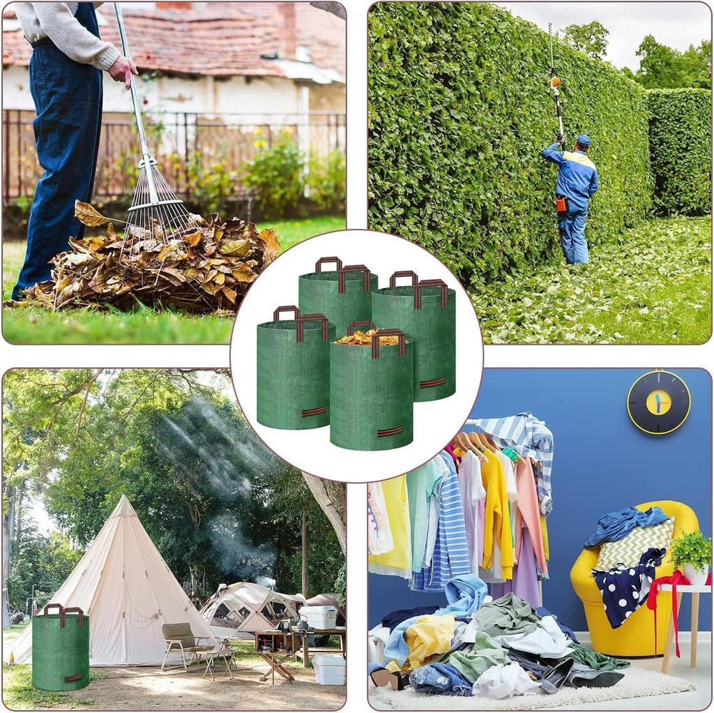 Bolsas para Residuos de Jardín - Reutilizables de PP de Alta Resistencia con Asas, Gran Capacidad con Tejido Industrial y Asas para Recogida de Plantas, Césped y Hojas