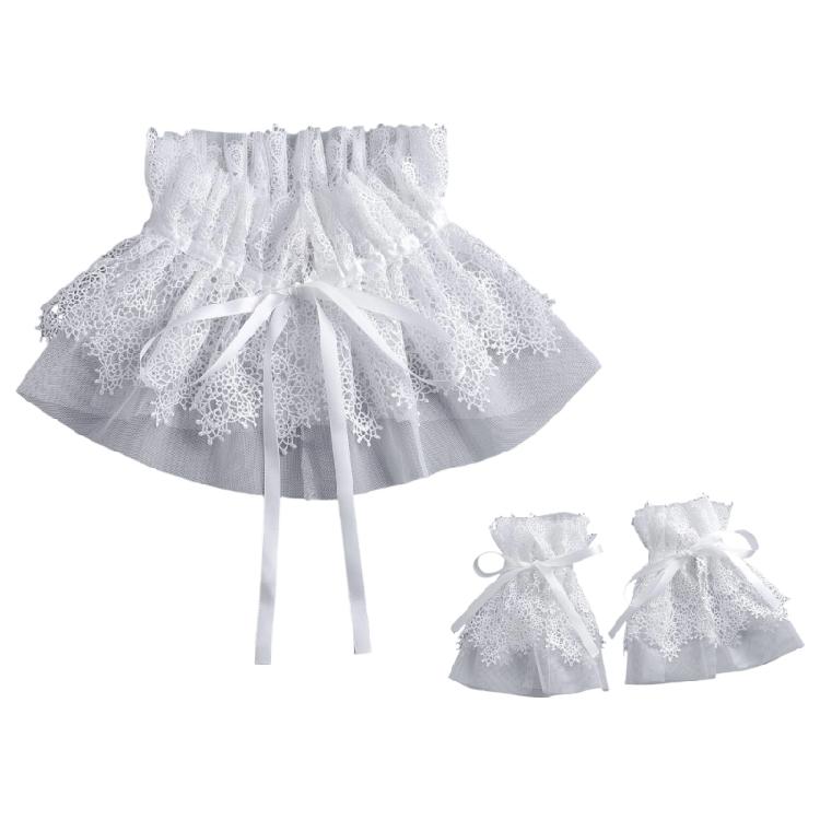 Detachable Ruffle Collar and Cuffs Lace Embroidered Accessory Set for Shirt Dresses Costumes and Event Wear Set