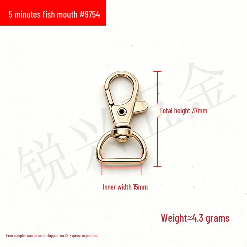 Zinc Alloy Fish Mouth Buckle for Dog Luggage, Shoulder Straps, Keychains, and Webbing.