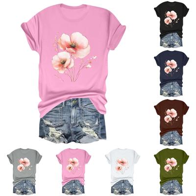 Child Casual Daily Round Neck Printed Short Sleeved T-shirt Letter Top