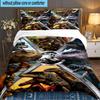Jura-ssic Dinosaurs Battle 3PCS Bedding set,Ideal for 1pc Duvet Cover And 2pcs Pillowcases Perfect for Fan gift,Ideal for Bedroom, Dormitory
