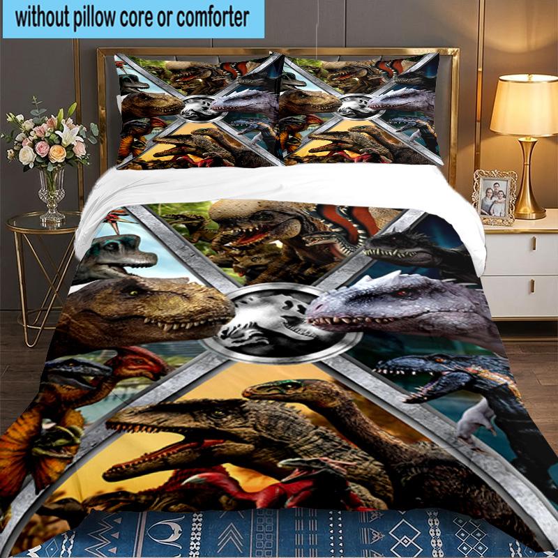 Jura-ssic Dinosaurs Battle 3PCS Bedding set,Ideal for 1pc Duvet Cover And 2pcs Pillowcases Perfect for Fan gift,Ideal for Bedroom, Dormitory