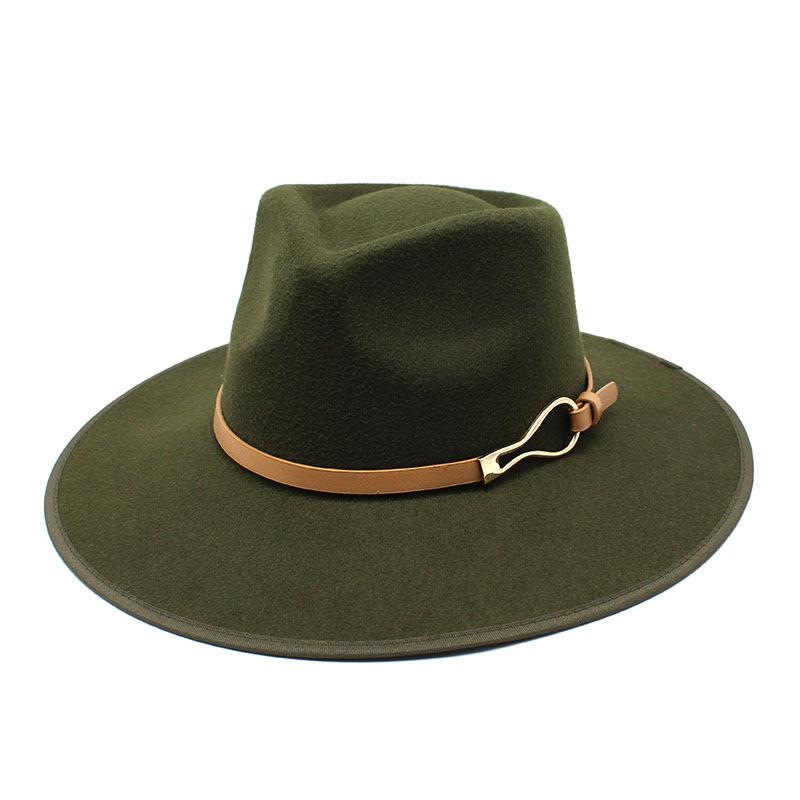 Seasonal Hemming Big Eaves Peach Heart Top Metal Flat Edge Top Hat Men'S And Women'S Woolen Jazz Hat