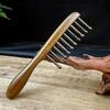Sandalwood Wide-Tooth Curly Hair Comb with Round Handle for Meridian Massage