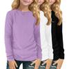 Children's Long-sleeved O-neck Top Solid Color Daily Casual(3pc)