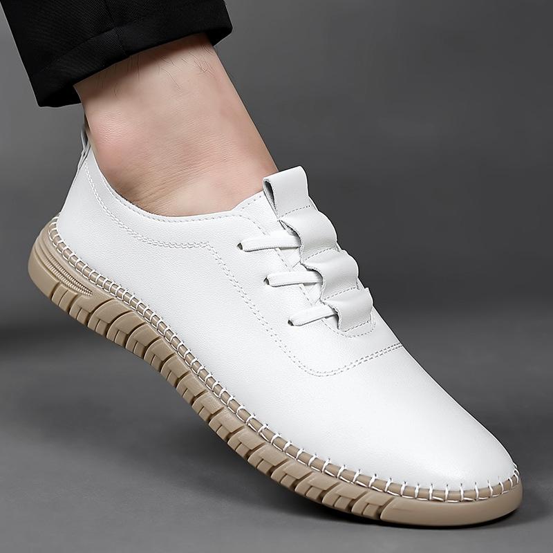 Mode Echtes Leder Weiche Sohle Schuhe für Herren 2024 Frühling Herbst Neue Designerschuhe Männermode Einfarbig Rutschfest Slipper Mann