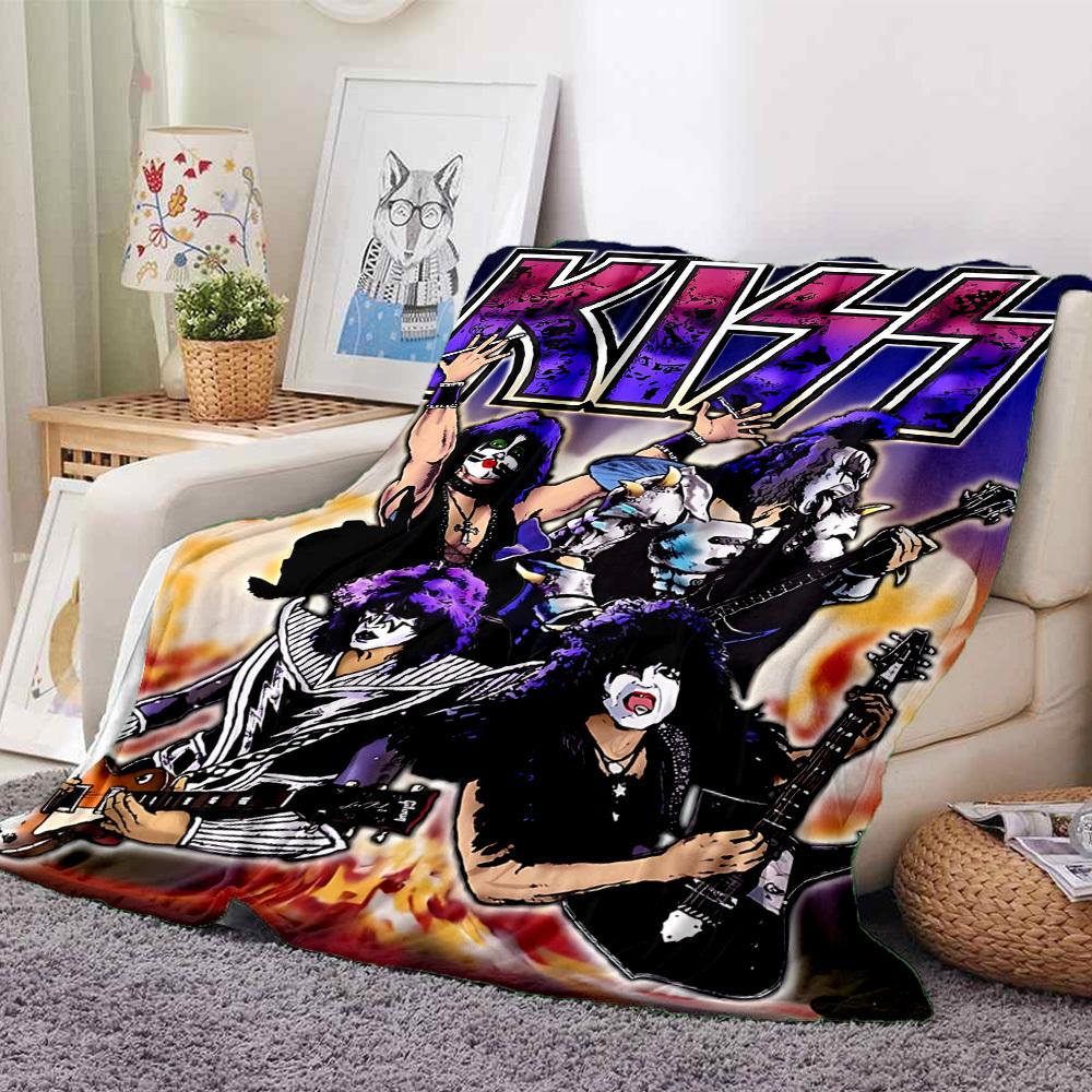 1pc KISS Band Blanket Lightweight Flannel Blanket Throw Blanket For Sofa, Bed, Travel, Camping, Livingroom, Office, Couch