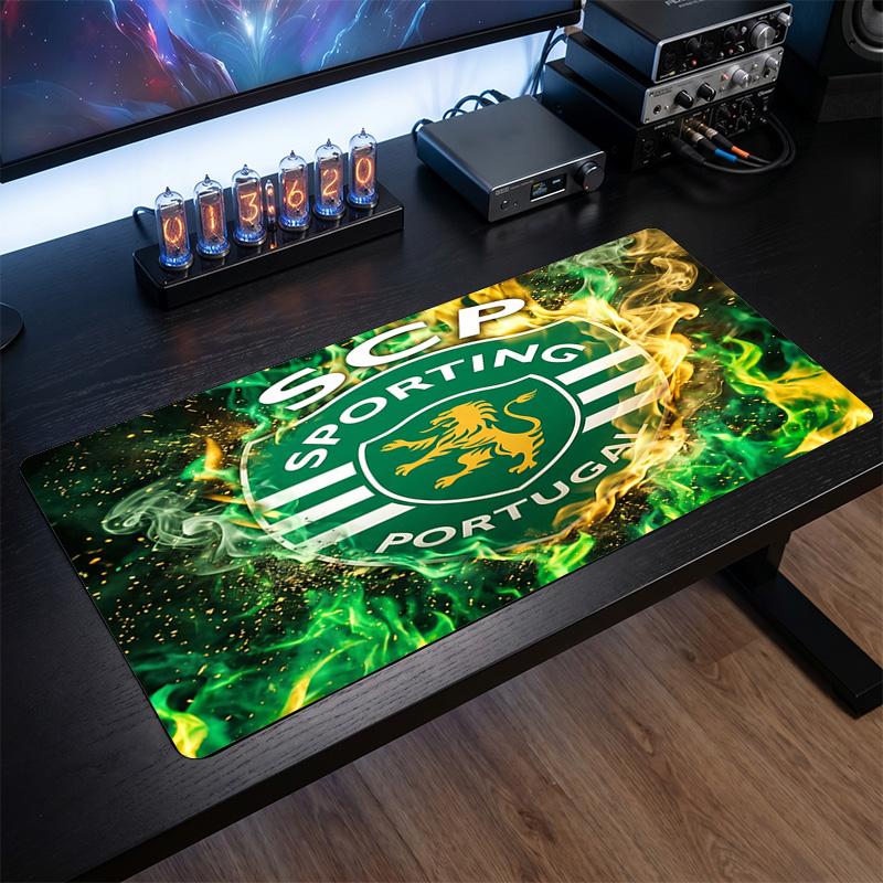 Sporting CP FC Theme Pattern Mouse Pad, Soccer Logo Design XXL Gaming Desk Mat Non-Slip Computer Mouse Pad