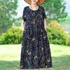 Summer Casual Women's Dresses Vintage Clothes Plus Size Short Sleeve Elegant Long Dress