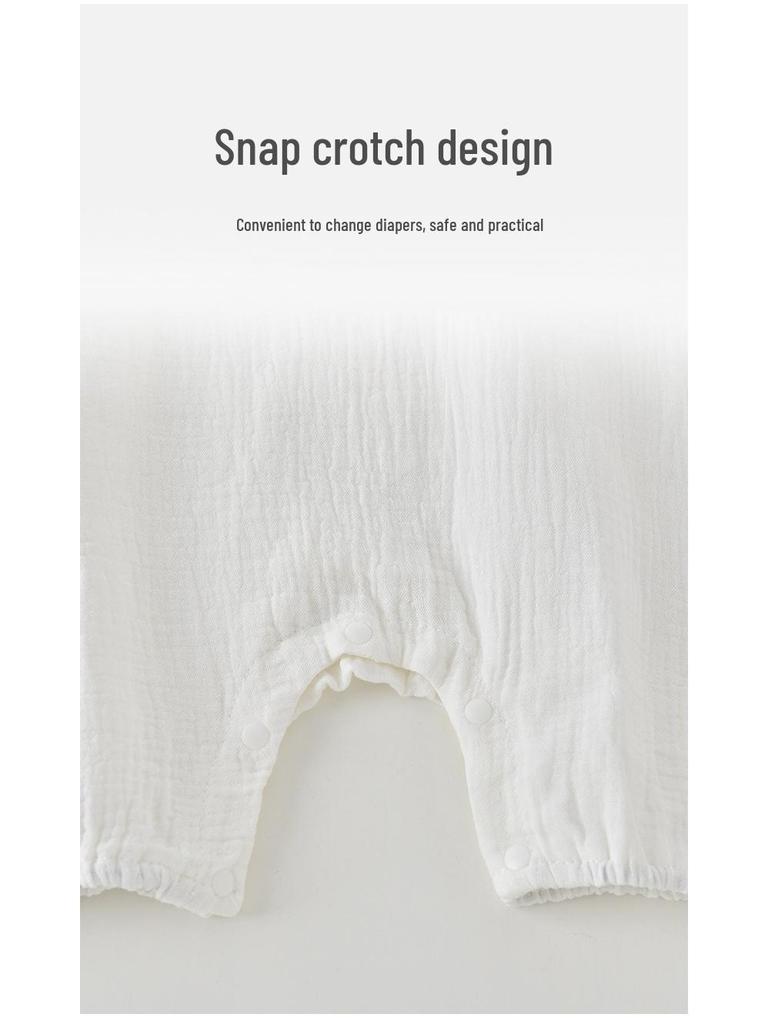 2025 Baby Strampler: Sommer Gaze Strampler mit kurzen Ärmeln und kleinem Bären - Atmungsaktive, dünne Oberbekleidung für Säuglinge und Kleinkinder.