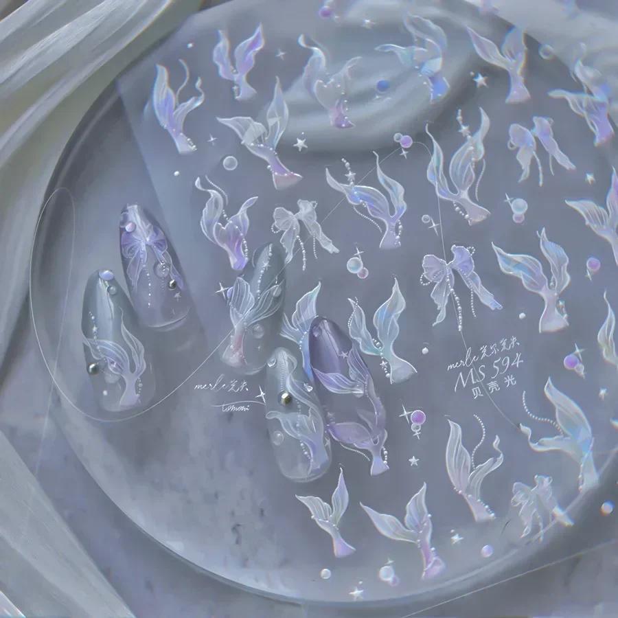 Magical Blow Bubbles Goldfish Bunny Rabbit Cat Kitten Shape Shiny Dreamy Bubbles 5D Nail Art Decorations Sticker Manicure Decal