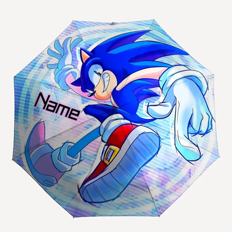 

1PC Sonic Speed - Custom Name Automatic Folding Umbrella - Compact 8-Rib Design, Durable Plastic & Iron, Daily Use S0106036