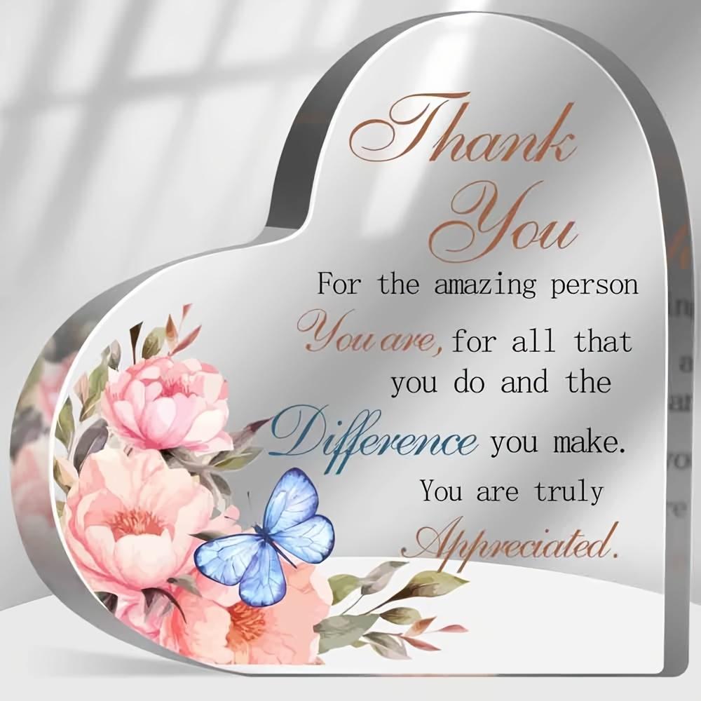 

Thank You Gifts, Coworkers Appreciation Gifts, Floral Desk Decor, Thank You Sign Acrylic Heart for Friends, Thank You for Listening Guidance Inspirat 10*10cm