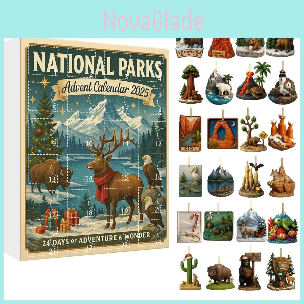 National Parks Advent Calendar Acrylic 24 Piece Set For Christmas Gift And Holiday Decor