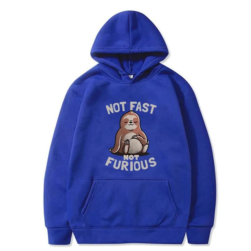 Nicht Schnell Nicht Furios Kawaii Faultier Drucke Damen Hoodie Fleece Tasche Warme Oberteile Übergroß Kreativität O-Ausschnitt Kleidung Damen Kapuzenpullover