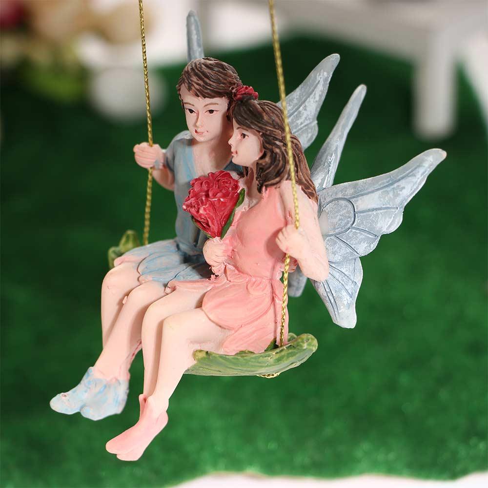 Garden Micro Landscape Scene Decoration Micro Landscape Resin Craft Flower Fairy Couple Figurines