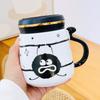 Personalized Mirror Cup with Lid Cartoon Monster Ceramic Mug Dustproof Gift Box Water Cup Home Set Office