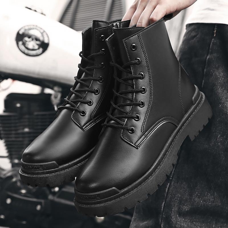 Men Boots Brand Casual Shoes Anti Slip Comfortable Lacing Platform Boots Fashion Motorcycle Waterproof Work Boots Durable