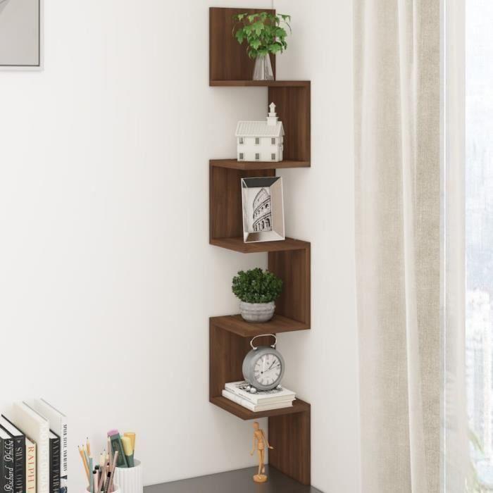 VidaXL Wall Corner Shelf Brown Oak 20x20x127.5cm Engineered Wood 815212