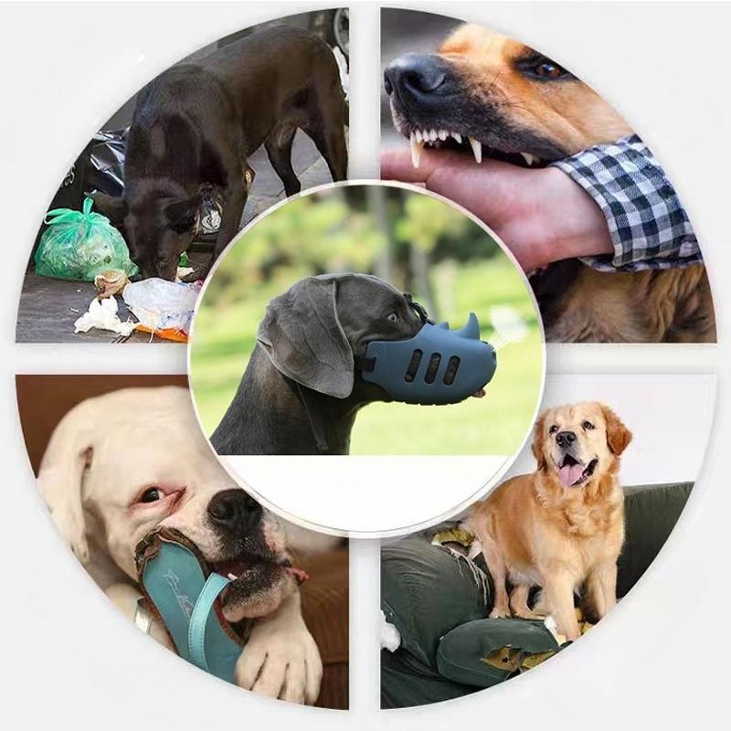 Rhinoceros shaped, medium to large dog mouth cover, pet dog mouth cover, silicone pet mouth cover, anti bite, anti barking, anti eating