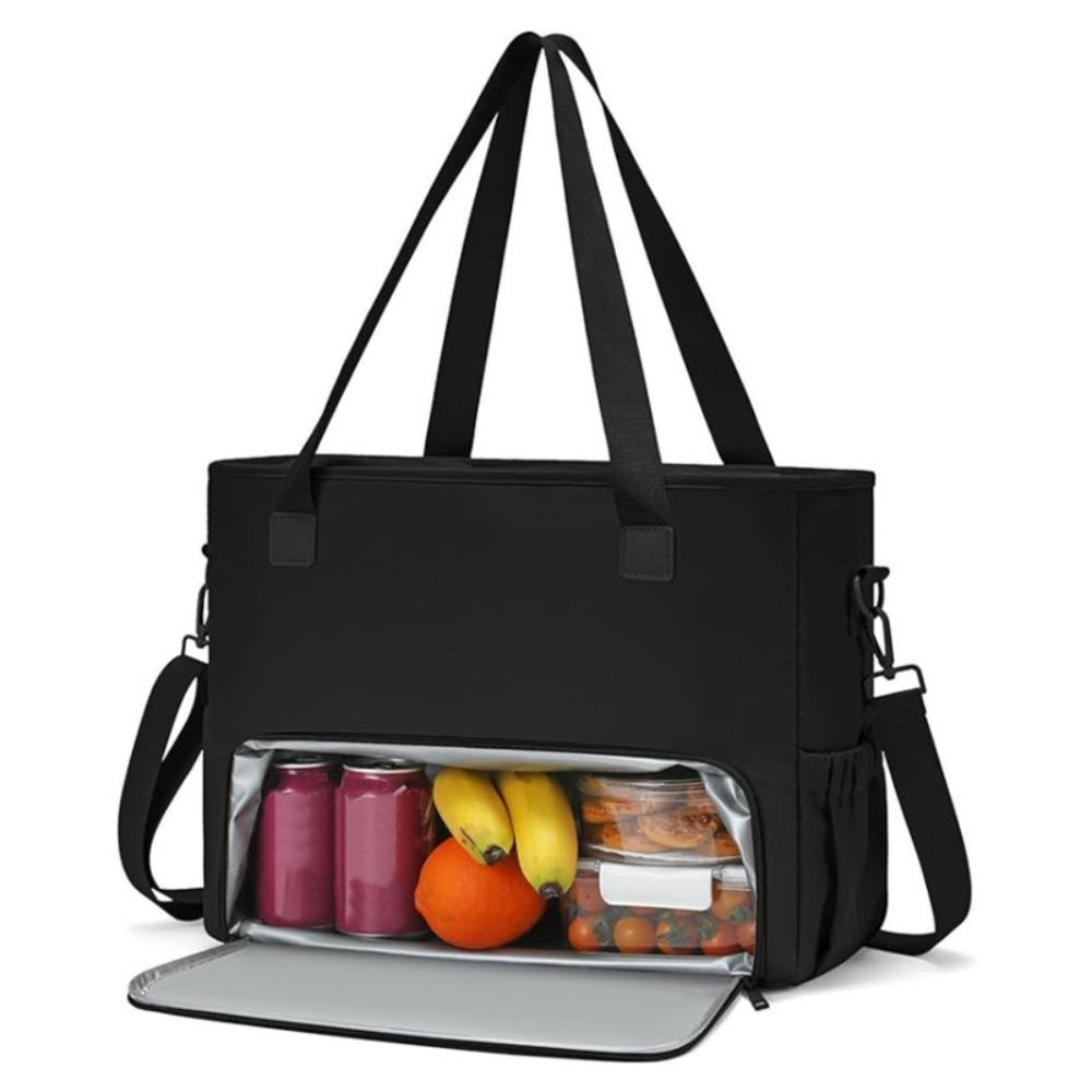 

2 in 1 Lunch Tote Bag for Women Large Capacity Lunch Compartment 15.6 Inch Laptop Bag Insulated Computer Handbag Office чёрный