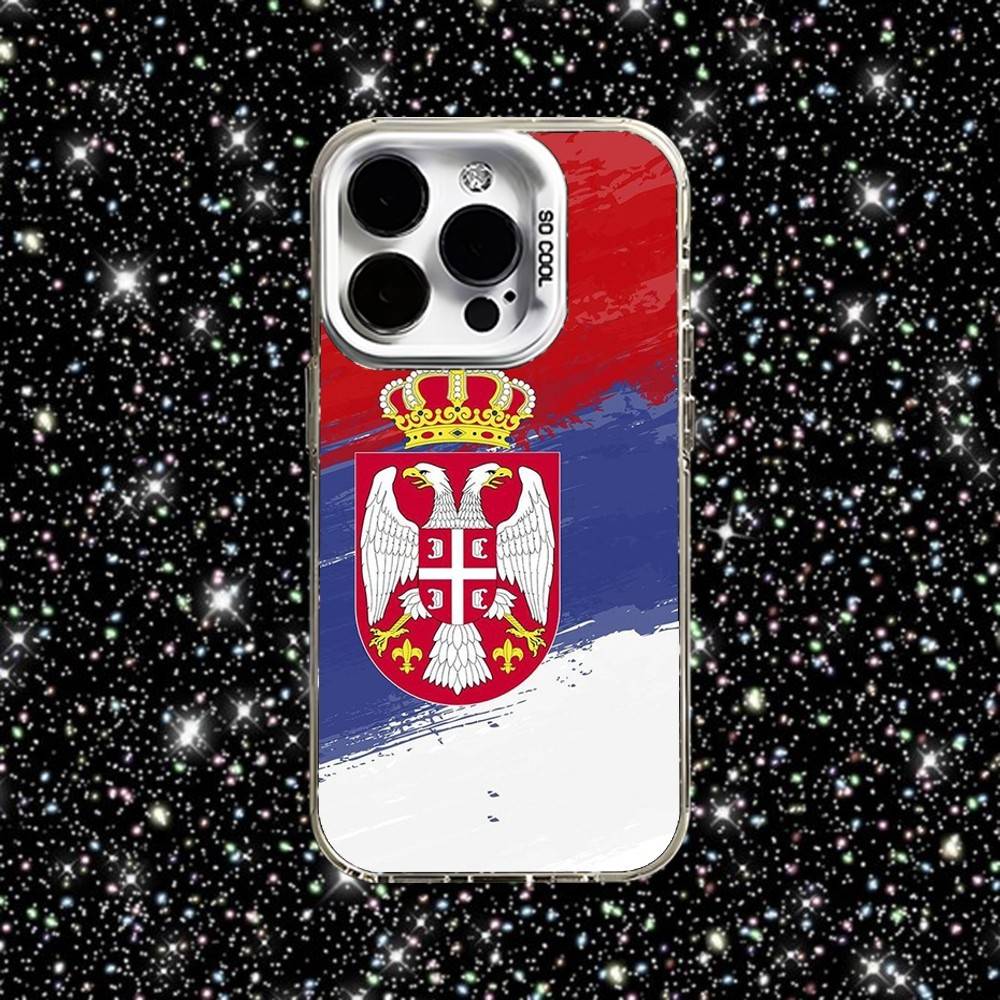 Serbien Flagge Handyhülle Für iPhone 16,15,14,13,12,11,Pro,XS,Max,Plus,Mini,SE Weiß Candy Matt Stoßfeste Hülle