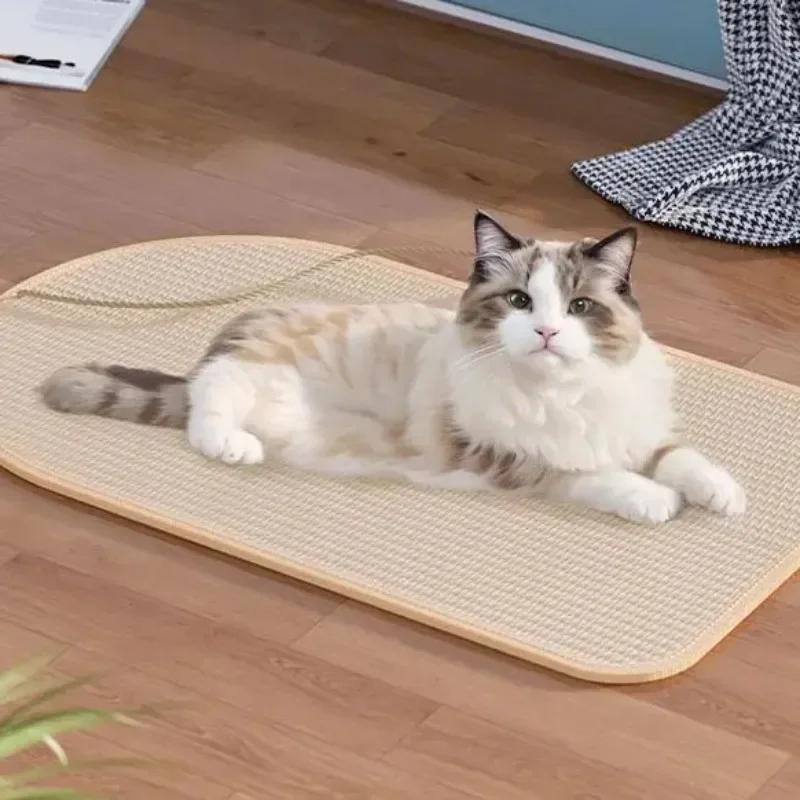 Cat Scratching Mat Self-Adhesive Trimmable Carpet Cat Scratching Post Carpet Washable Scratching Pad + Hanging Ball Cat Pet Toys