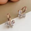 Huitan Chic Bow Design Drop Earrings for Women 3 Metal Colors Temperament Sweet Gilrs Dangle Earrings Daily Wear Fashion Zircon