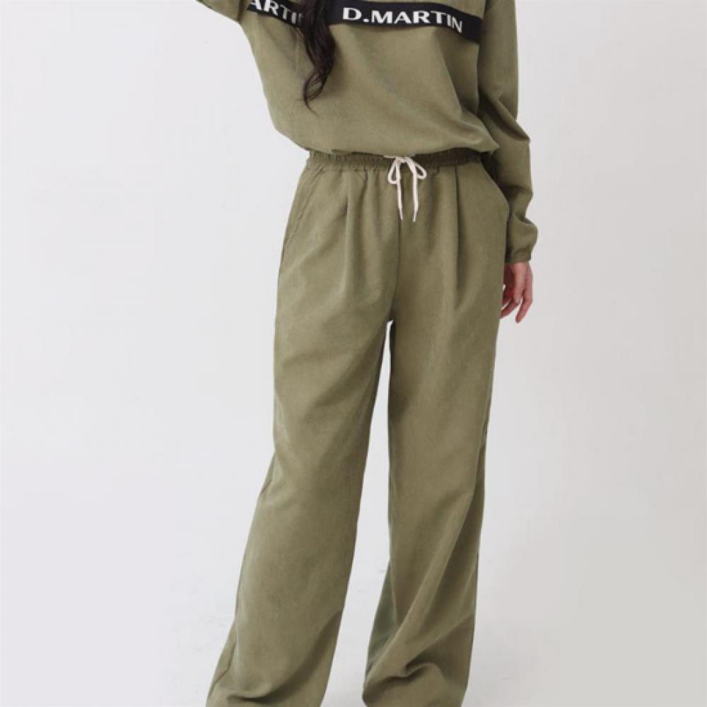 New Arrivals Open Run Women String Waist Pintuck Wide Pants