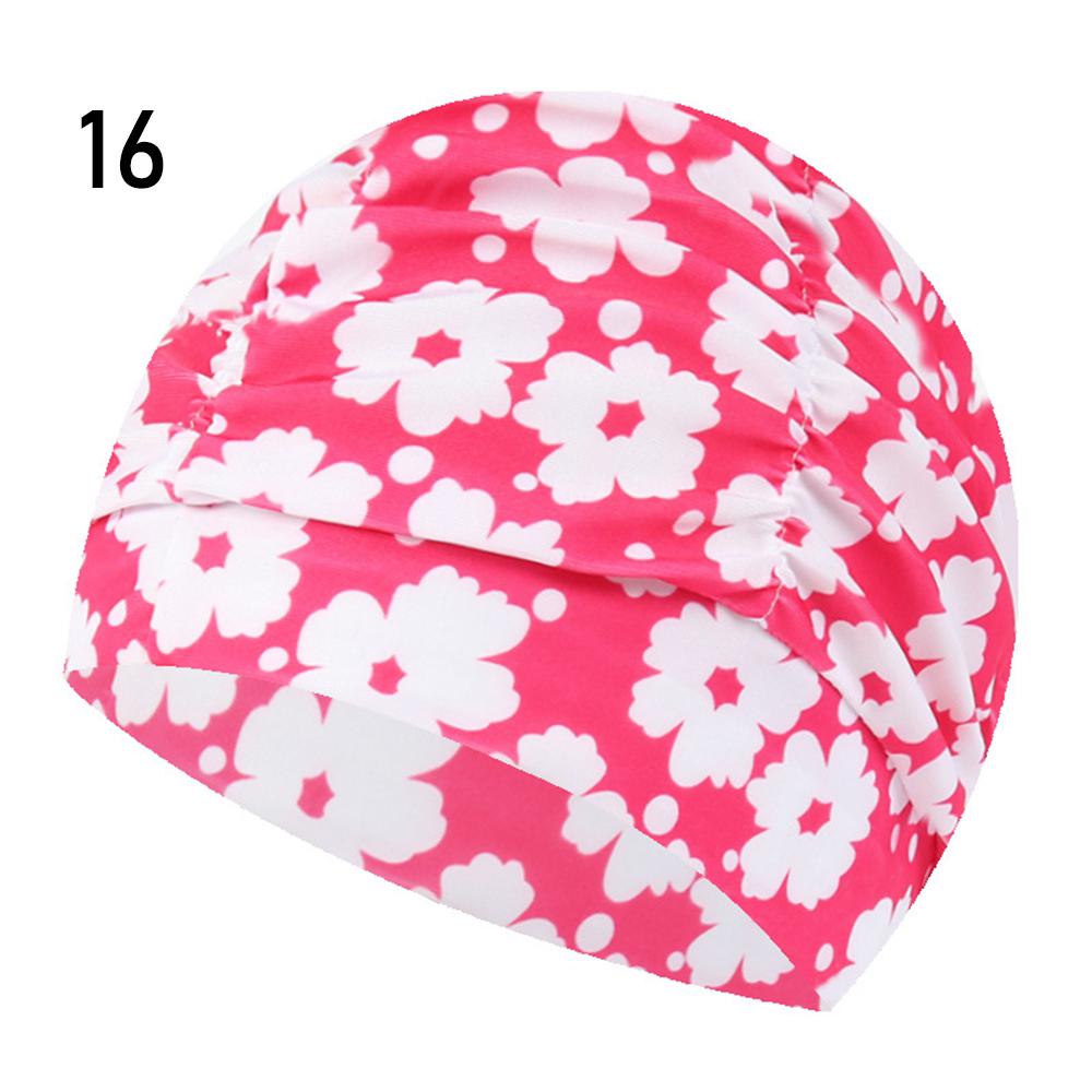 Shower Cap Elastic Nylon Turban Flowers Printed Swimming Cap Pool Bathing Hat Long Hair Protect Waterproof Hats for Men Women