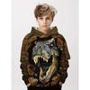 Autumn Winter 3D Cartoon Dinosaurs Printed Hoodies Fashionable Casual Warm Sports Long Sleeved Children's Boy Hooded Sweatshirts