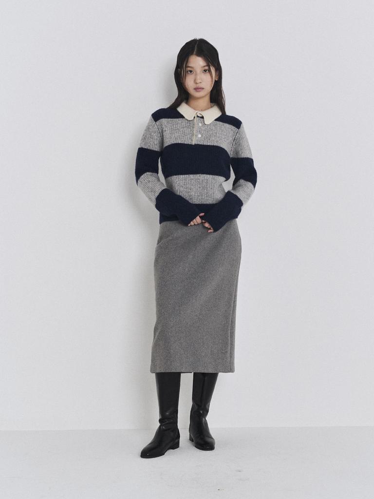 Pokeopeiseu (W)Rugby Sweater Gray/Navy