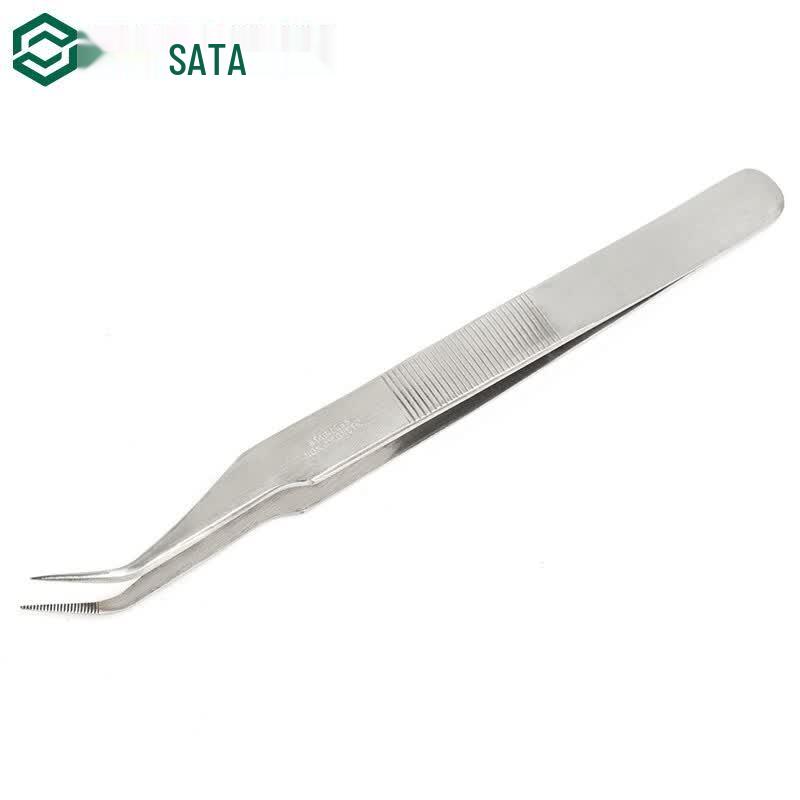 SATA 175mm Stainless Steel Bent Tip Tweezers