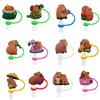 Cute Capybara 10mm Straw Cap Compatible with Stanley Cup Accessories Decoration Dustproof Straw Stopper Silicone Straw Cap