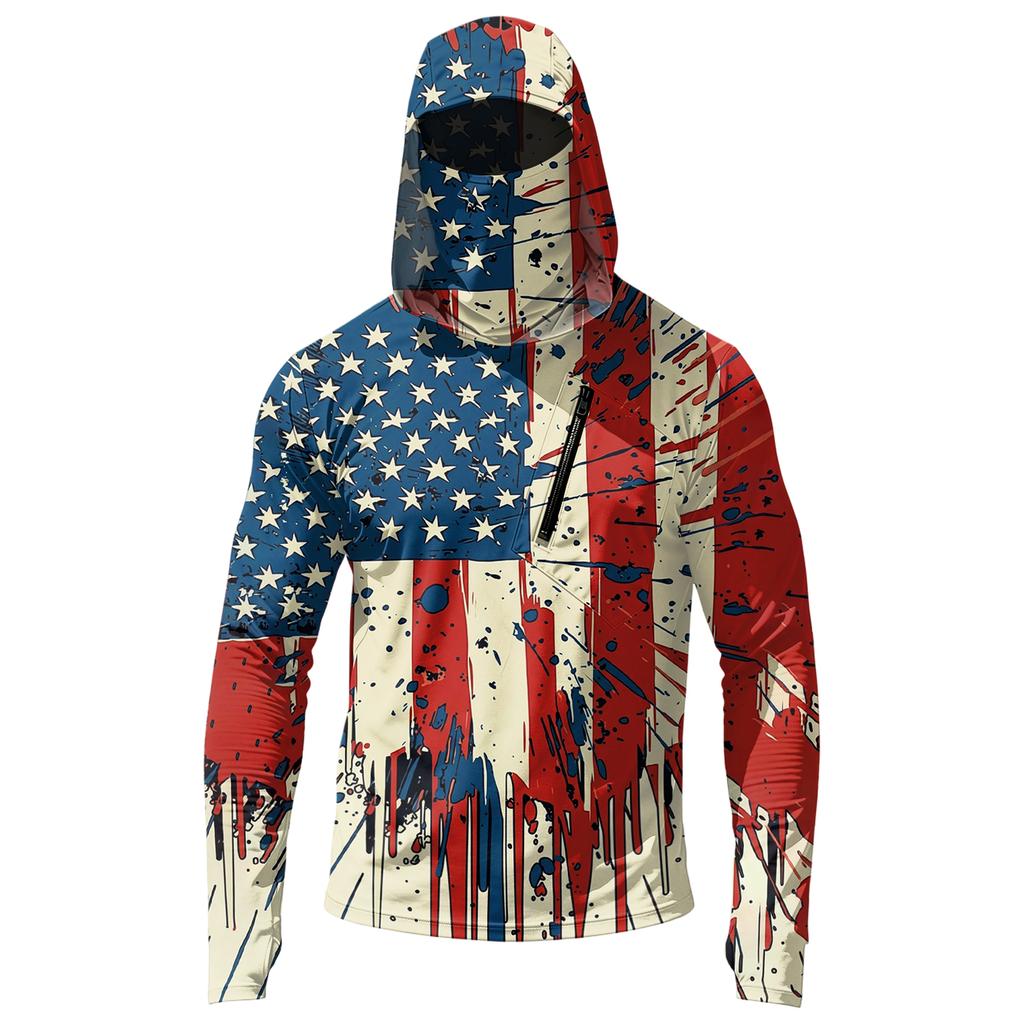 Camiseta Casual con Capucha de Manga Larga para Hombre con Protección Solar