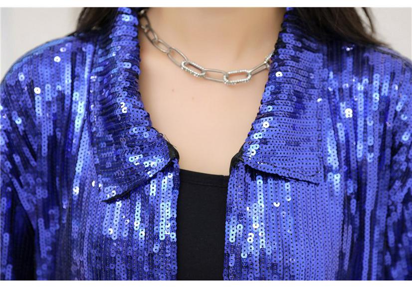 Women's Shiny Sequin Tassel Jacket - European & American Style, Beaded Celebrity Top with Lining