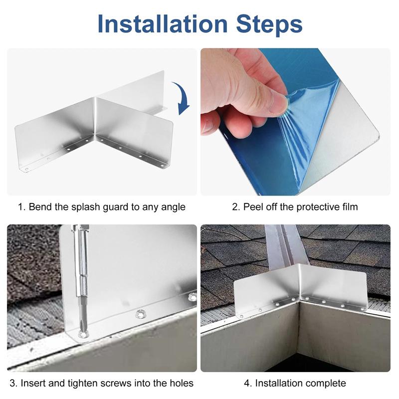 4 Stück Regenwasser-Kehlrinne Spritzschutz Regen Tropf Rinnenschutz, Regen Tropf Rinnenschutz für Haus Schindeldächer Ecke