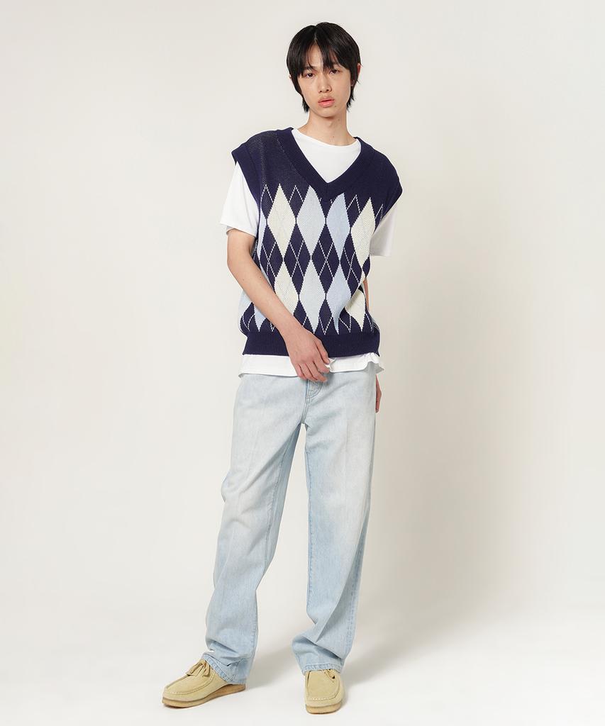 PLAC Argyle Knit Vest Navy